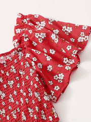 Summer Floral Ruffle Sleeve Baby Girl's Jumpsuit & Woman's Bodysuit