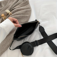 Crocodile Embossed Shoulder Bag with Coin Bag - Stylish Crossbody Bag