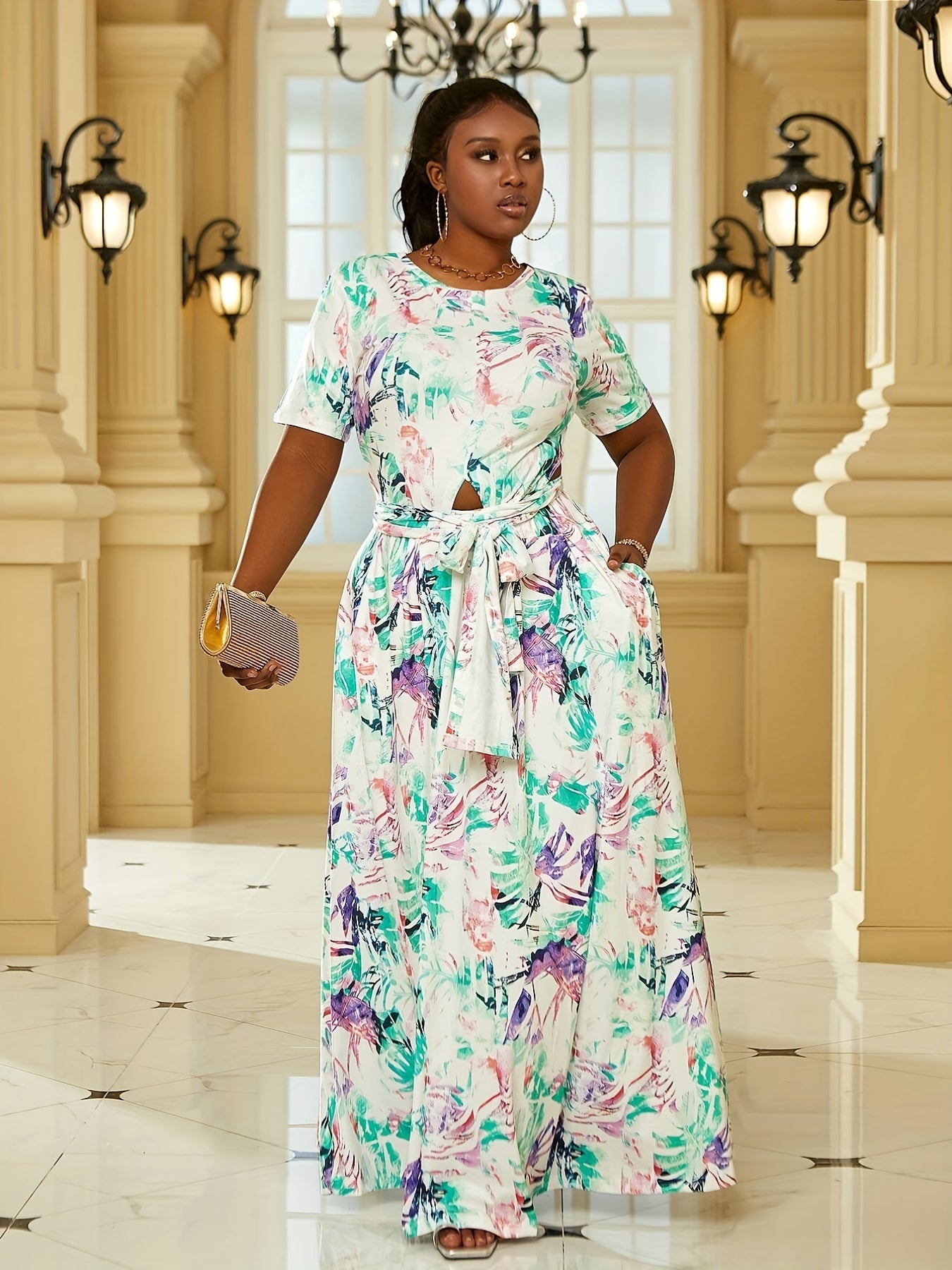  Tie Dye Crop Top & Maxi Skirt Two Piece Set