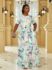  Tie Dye Crop Top & Maxi Skirt Two Piece Set