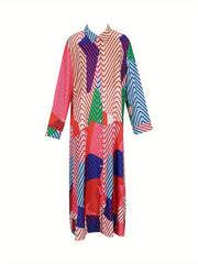  Casual Dress Women's Plus Colorblock Chevron Maxi Dress