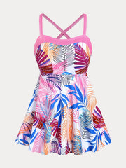  Boho Swimsuit Set Women's Plus Cut Out Top & Panty Swimsuit 2pcs Set