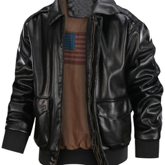 Men's Vintage PU Leather Jacket Warm Winter Motorcycle Coat