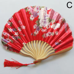 Vintage Summer Fan Bamboo Folding Fan Flower Chinese Dance Party Wedding