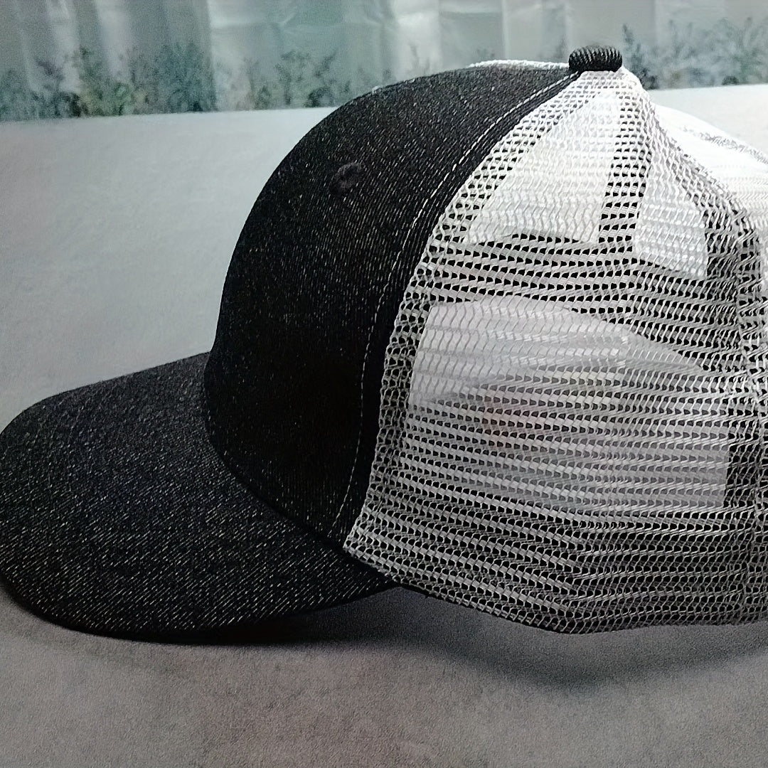 Men's Outdoor Denim Grid Hat Sunshade Cap All Seasons Universal Baseball Cap