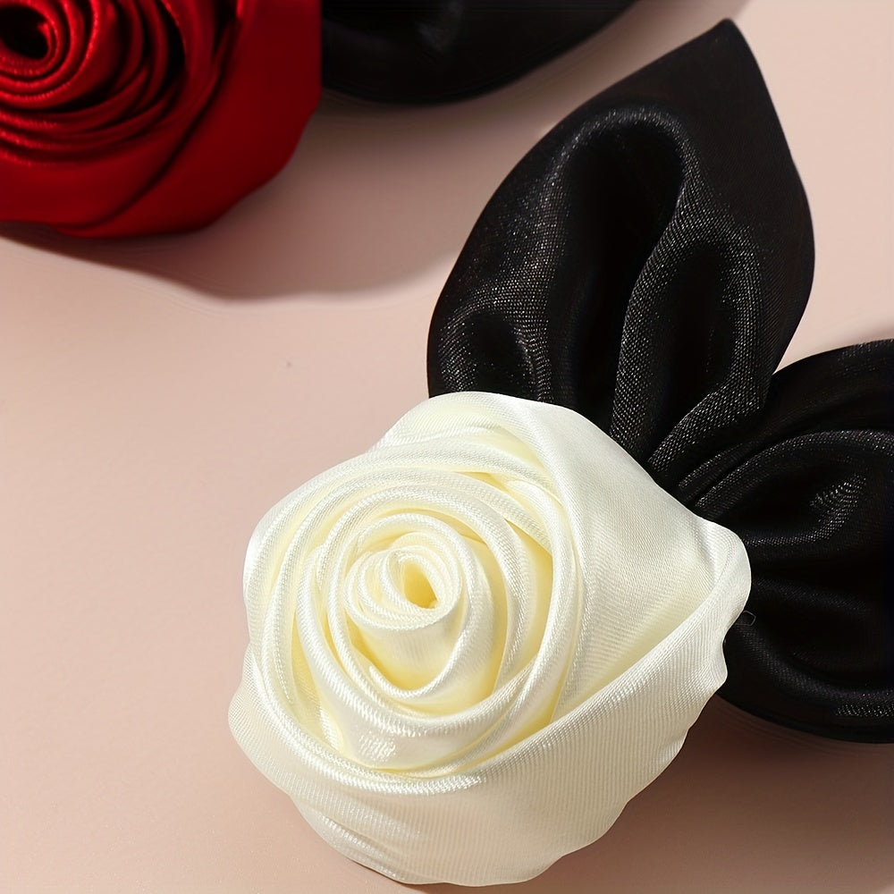 Fabric Rose Hairpin Vintage Hair Clip for Women