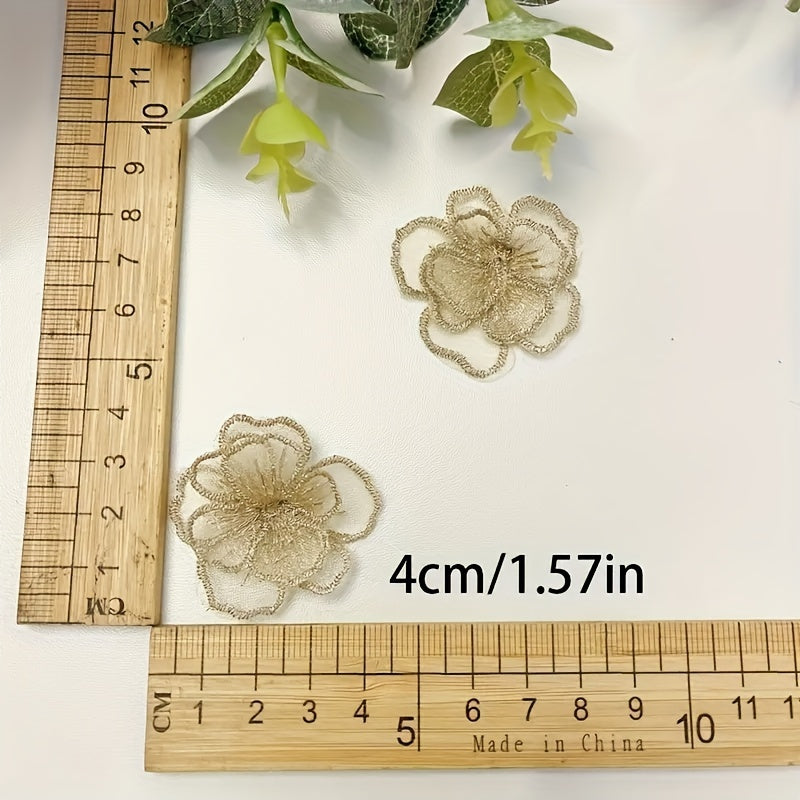2pcs Lace Flower Patches DIY Appliques Clothing Dress Home Decor