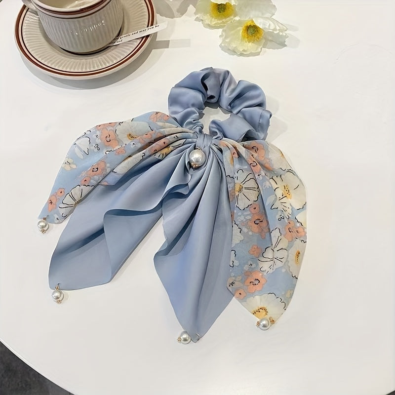 Floral Print Scarf Scrunchies Ponytail Holder Hair Accessories