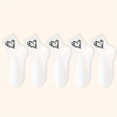 Heart Print Socks Soft Mid Tube Stockings Women's Hosiery