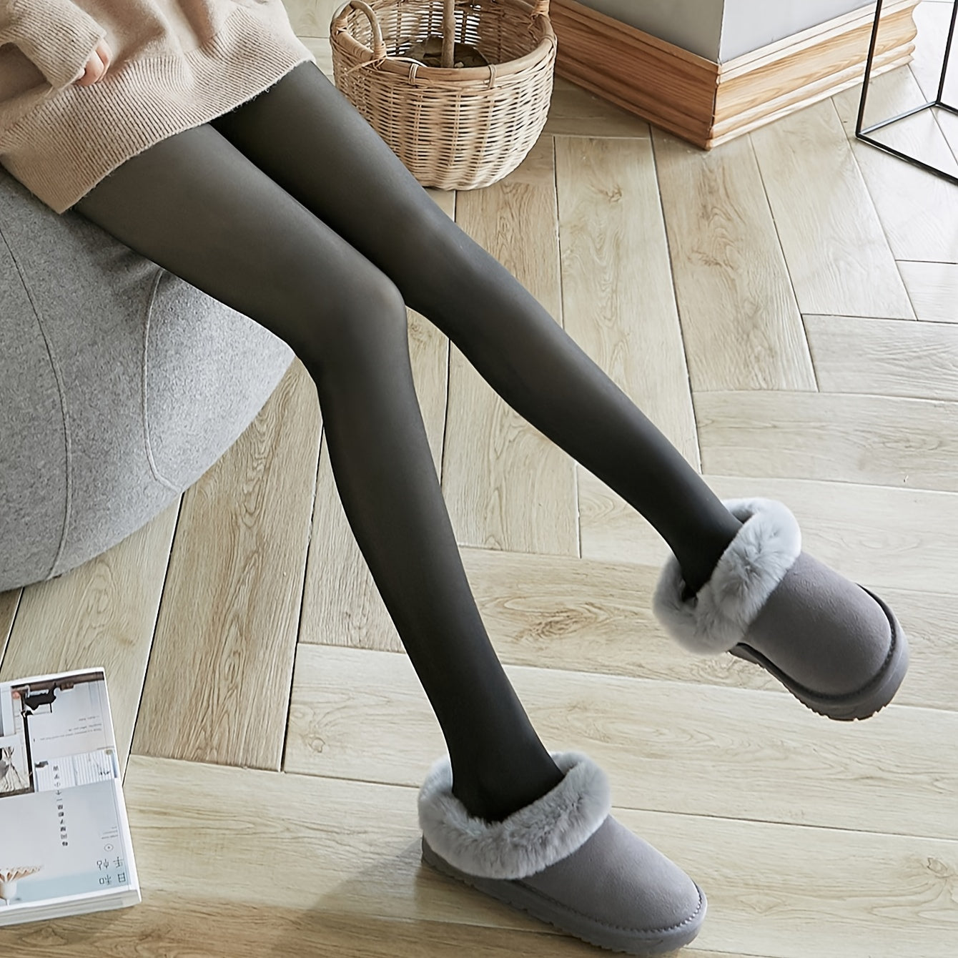 Opaque Slim Pantyhose High Waist Elastic Footed Pantyhose Women's