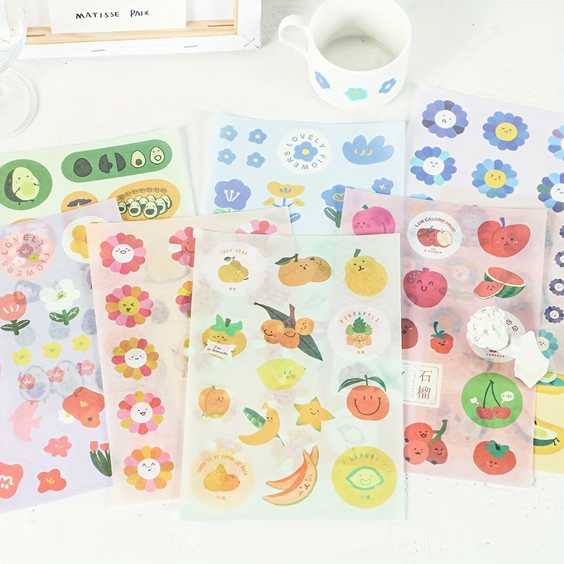 Washi Paper Sticker Flower Fruit Series Single Sheet