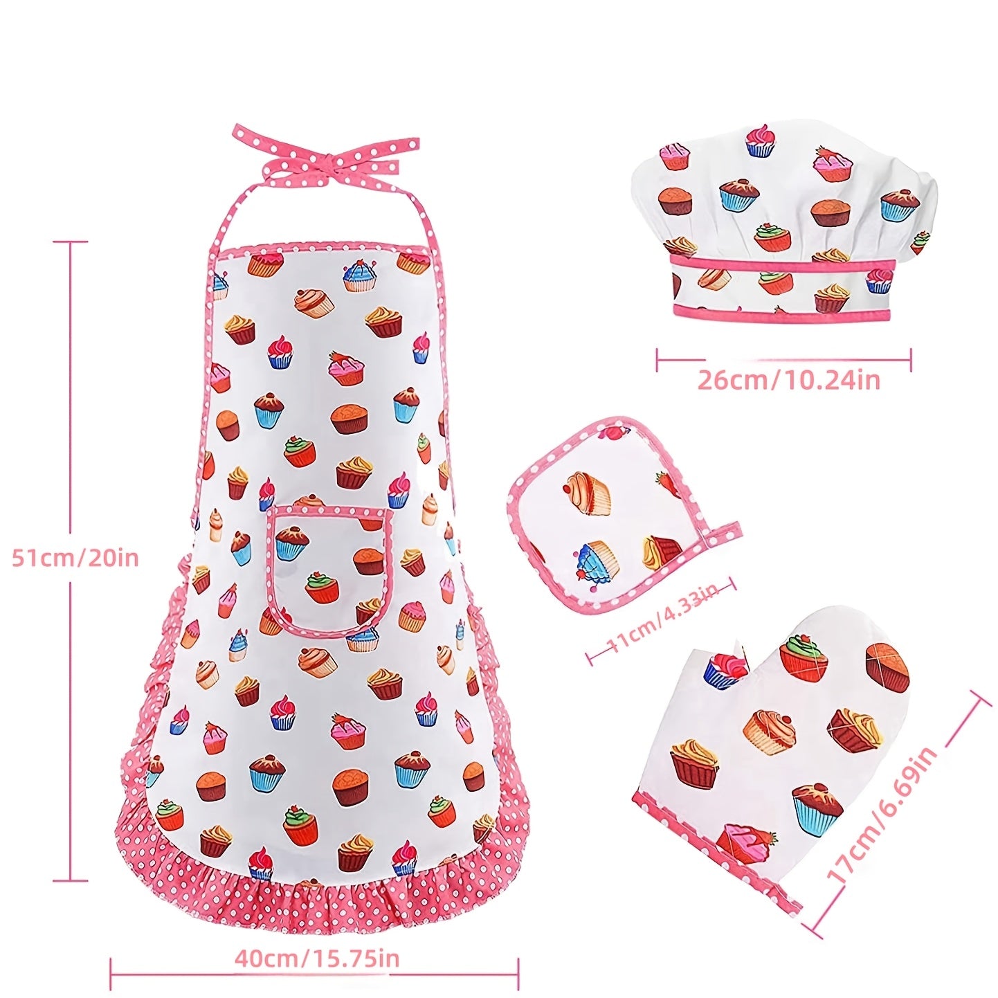 Kids' Play Kitchen Toy Apron Baking Tool Set Mini Kitchen Cake Apron