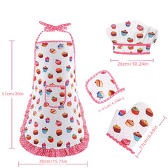 Kids' Play Kitchen Toy Apron Baking Tool Set Mini Kitchen Cake Apron