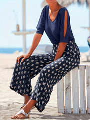 Women's Plus Allover Print Wide Leg Trousers