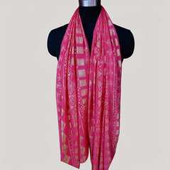 Rose Red Chiffon Hijab Hot Stamping Oversized Scarf
