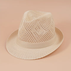 Short Brim Fedora Cap Breathable Jazz Hat Summer Sun Hat