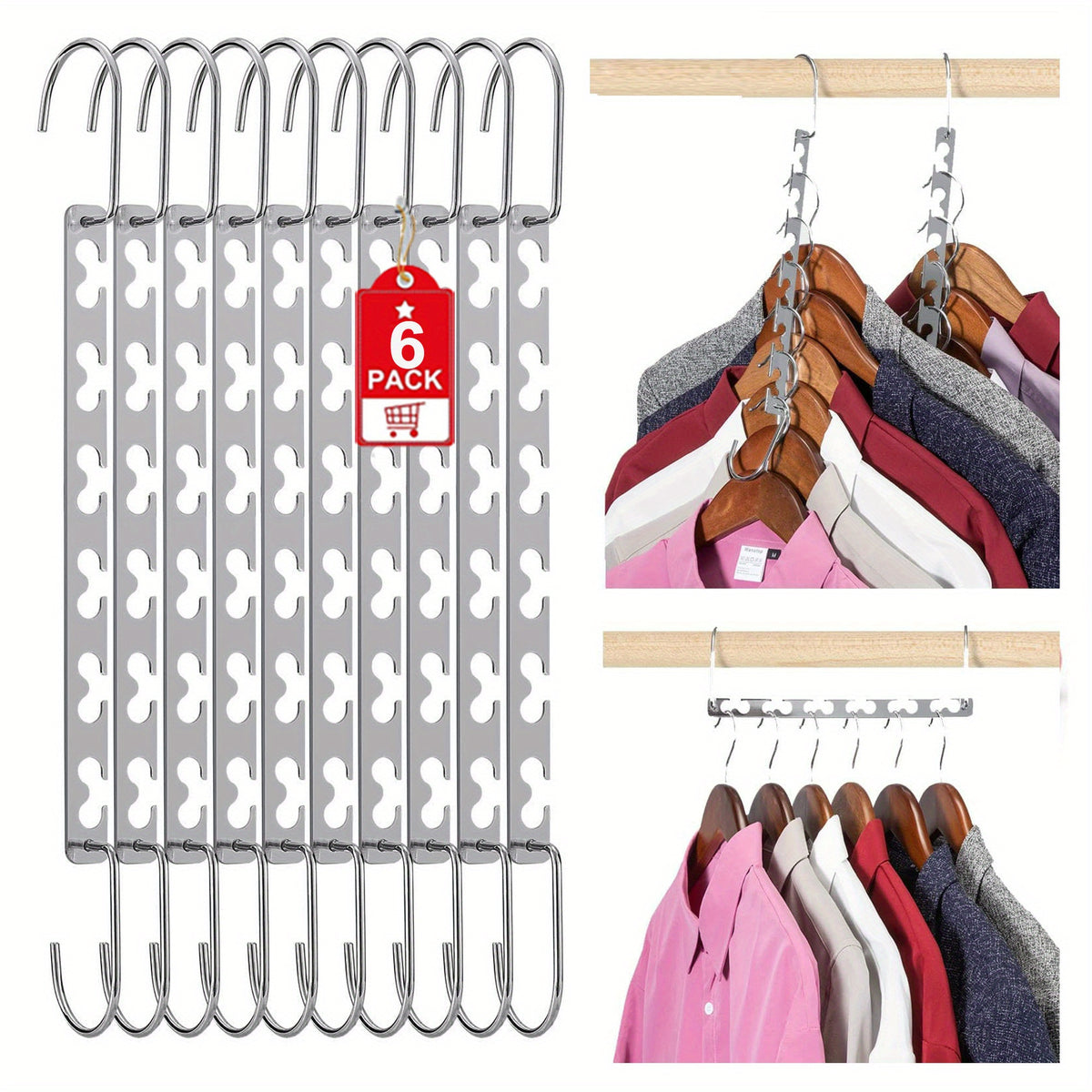 12pcs Stainless Steel Magic Hangers Closet Organizer Wardrobe Space Saving