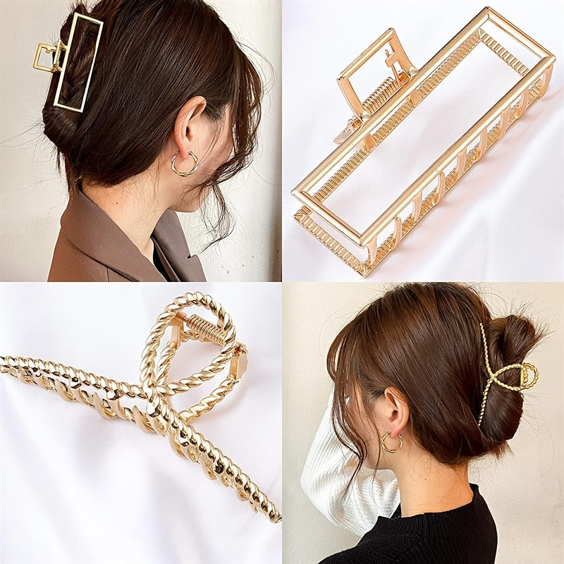 3pcs Metal Large Hair Claw Non slip Shark Claw Strong Ponytail Holder
