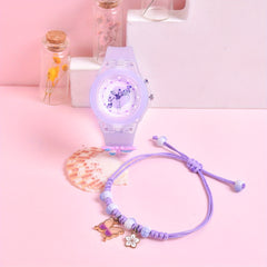 Silicone Butterfly Strap Girls' Watch Set