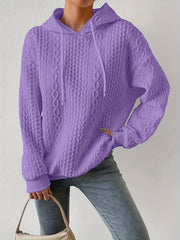 Solid Texture Hoodie Long Sleeve Sweatshirt