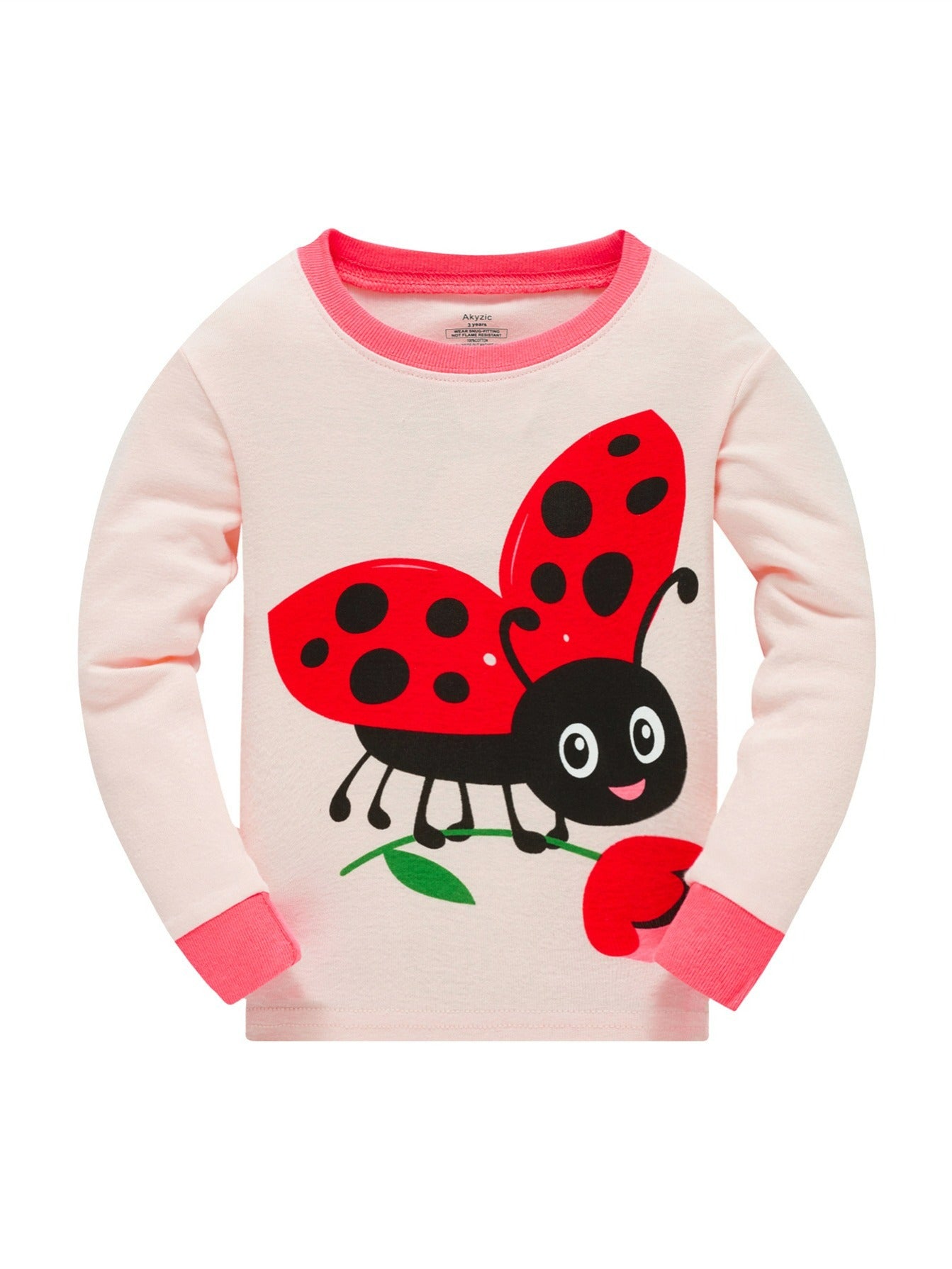 Girls Ladybug Cartoon Animal Top & Pajamas Pants Set