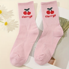 5 Pairs Letter & Heart Print Socks Women's Stockings