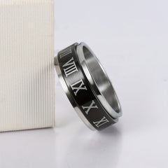 Stainless Steel Roman Numeral Spinner Ring - Anti Anxiety Spinner Rings