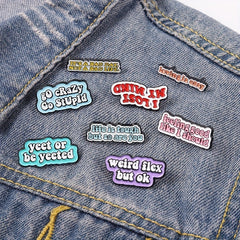 Funny Quote Enamel Pins Badges Letters Dialog Bag Brooches Cartoon Lapel Pin