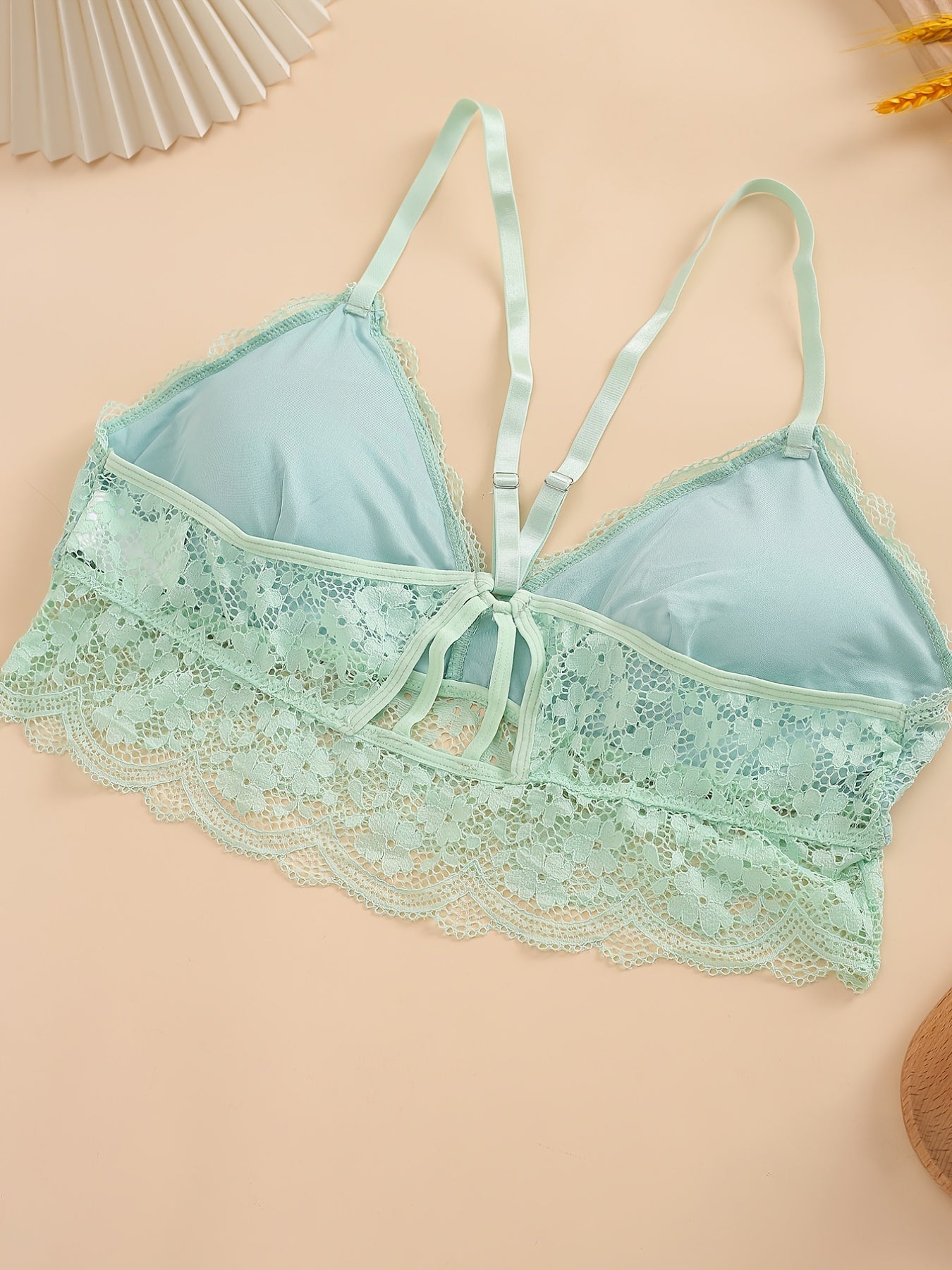  Floral Jacquard Lace Bralette
