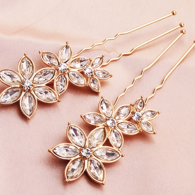 Rhinestone Hair Pins Star Floral Hair Accessories For Brides