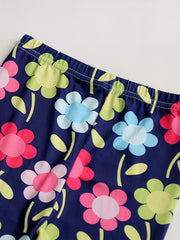 2pcs Girls Pattern Print Anti Mosquito Leggings Set