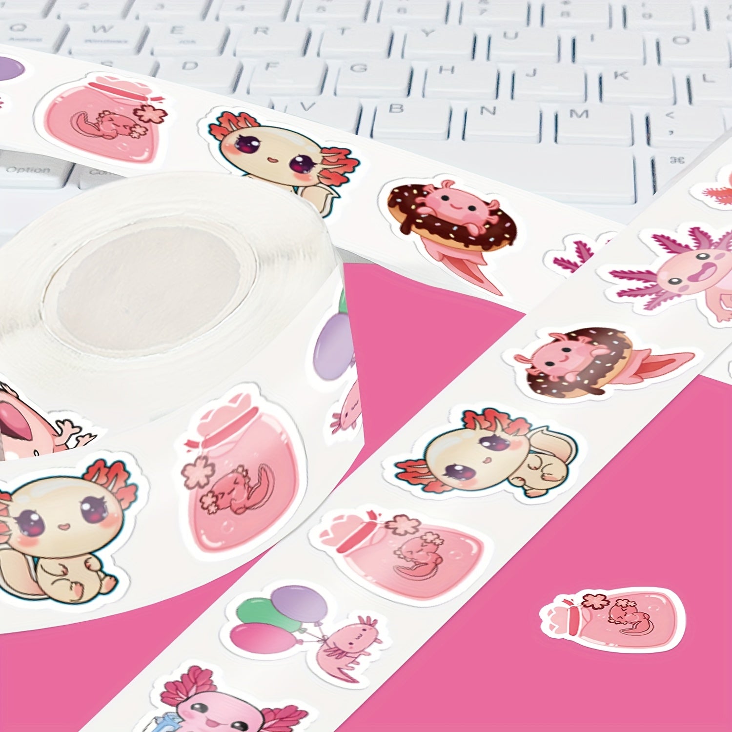 500 Reusable Axolotl Stickers - Vinyl Material