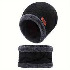 Winter Beanie Hat Scarf Gloves Set Warm Fleece Knit Touch Screen