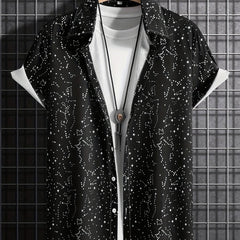 Milky Way Pattern Hawaiian Shirt Men's Casual Short Sleeve Shirt
