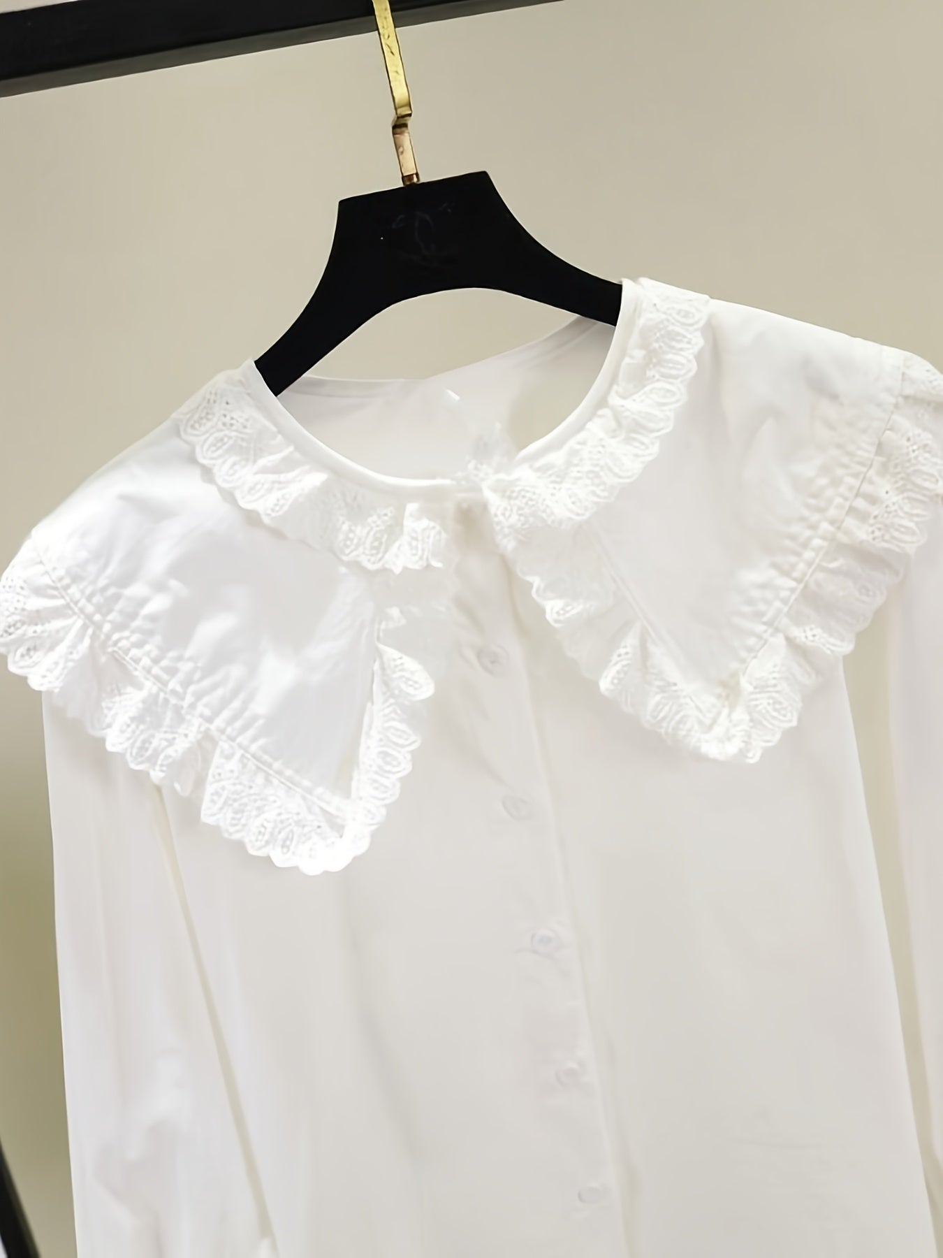 Sweet Lace Collared Button Down Shirt For Girls Autumn Spring Teen Kids Blouse