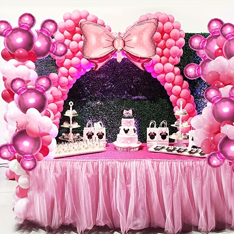 6pcs Character Birthday Balloons Pink Bow Foil Balloons for Baby Shower