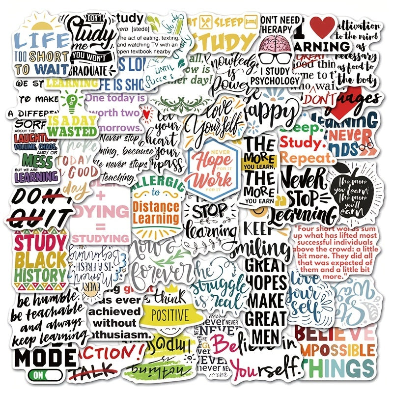 Inspirational English Stickers Classic Text Waterproof Stickers