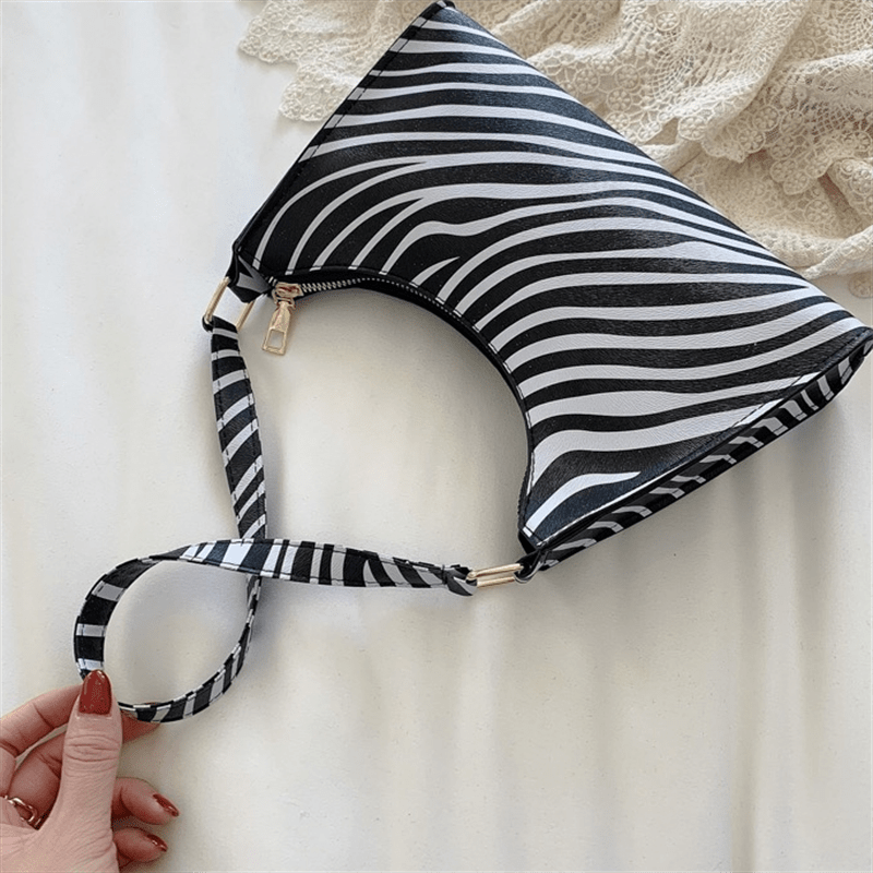 Animal Pattern Shoulder Bag Zipper Baguette Bag Underarm Bag