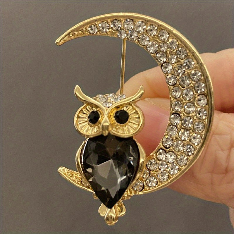Owl Moon Brooch Men Animal Pin Clothing Fixed Buckle Pin Brooch Gift