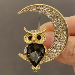 Owl Moon Brooch Men Animal Pin Clothing Fixed Buckle Pin Brooch Gift