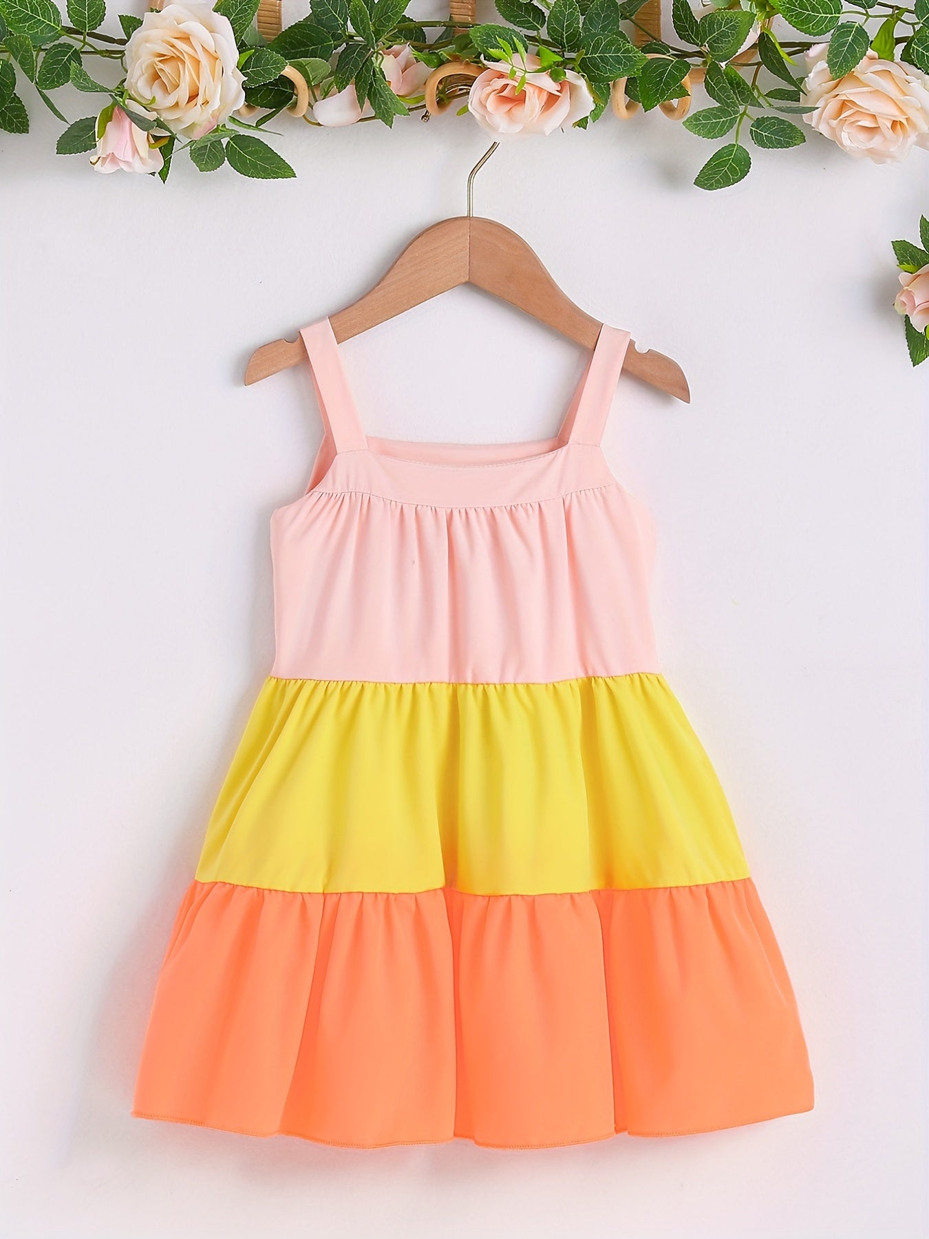 Girls' Colorblock Spaghetti Straps Cami Dress - Casual & Summer