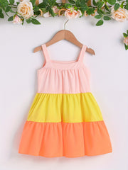 Girls' Colorblock Spaghetti Straps Cami Dress - Casual & Summer