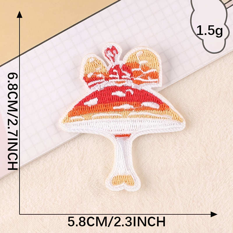 6pcs Mushroom Embroidery Patches Art Decor DIY Clothes Accessories