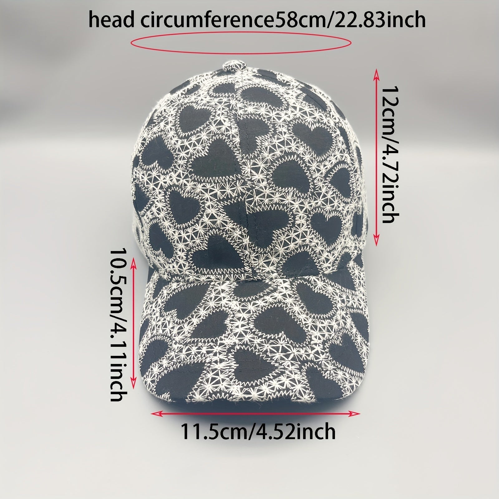 Geometric Embroidery Baseball Cap Heart Dot Pattern Dad Hats