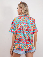  Fruit Print Short Sleeve Button Up Vacay Shirt