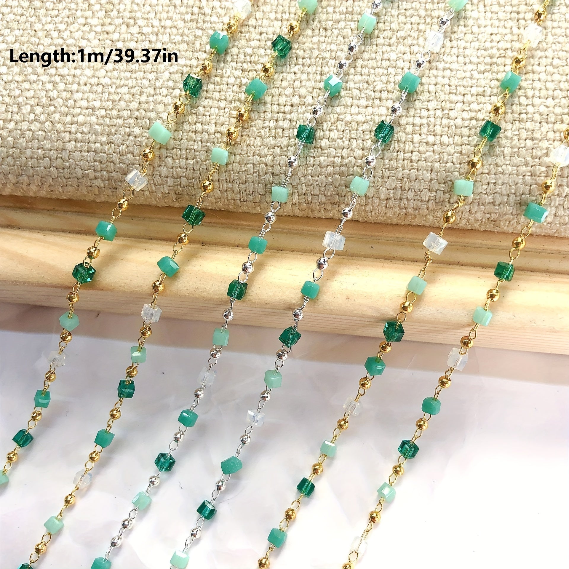 Boho Bead Chains for Necklace Choker DIY Green Beads