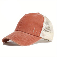 High Ponytail Baseball Cap Grid Criss Cross Ponytail Hat