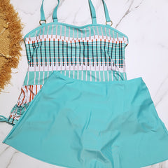  Striped Print Tankini Set