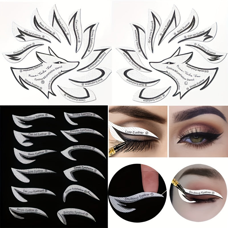 24pcs Eyeliner And Eyebrow Stencils Set Easy Grooming & Styling