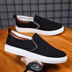 Men's Canvas Slip On Sneakers Loafers Khaki Grey